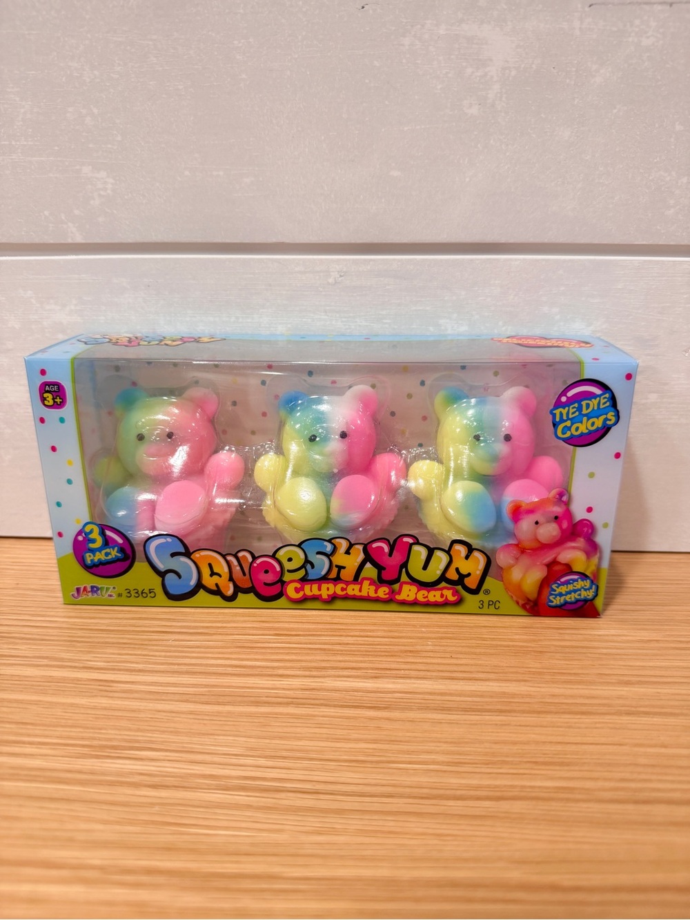Rainbow tie dye squishy cupcake bears